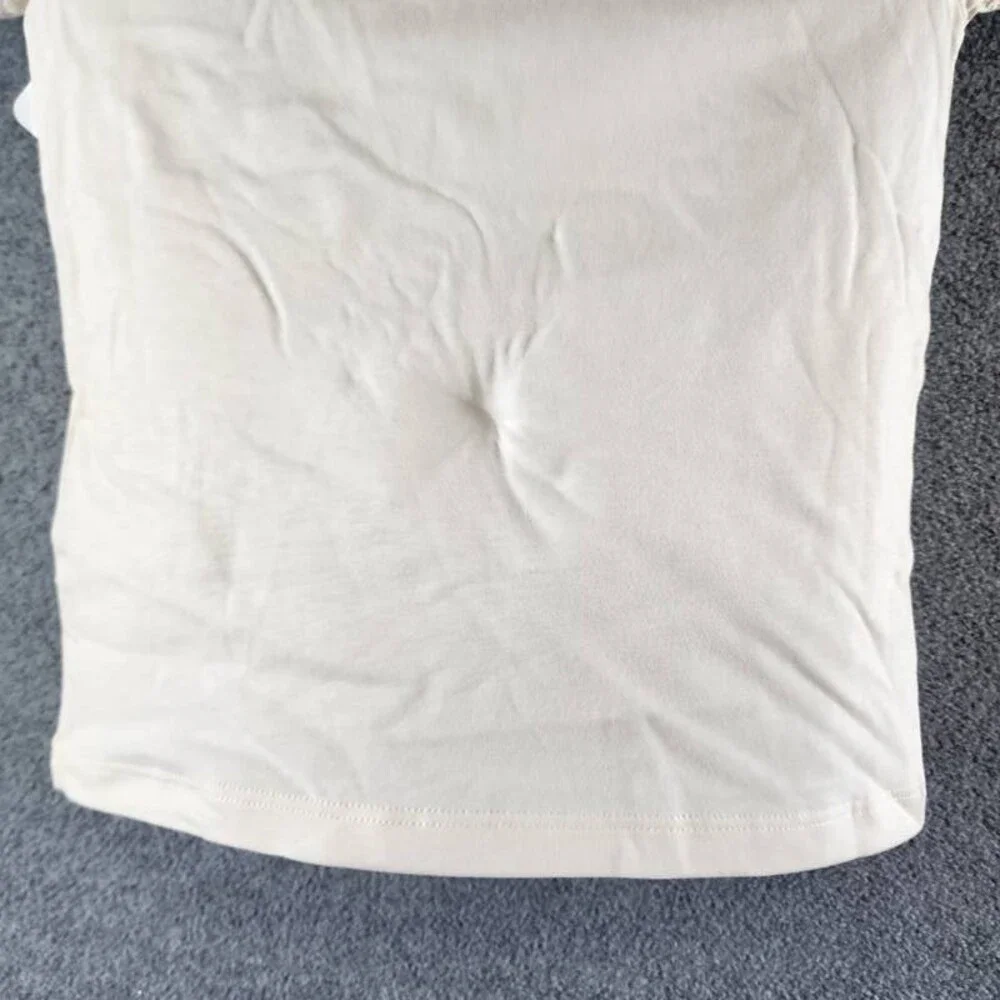 Moncler Logo Studded Graphic T-Shirt Girls 4A Cream Short Sleeve Crew Neck